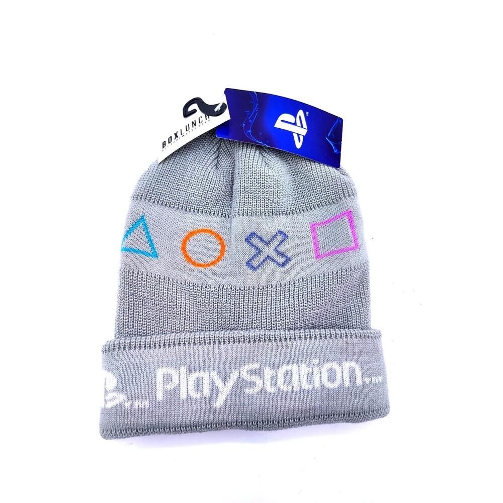 New Sony PlayStation PS Official Lite Gray Beanie Cap Hat Gamer - NWT